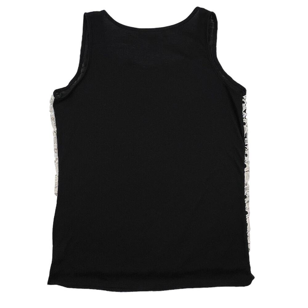 French Laundry Womens Medium Black Tank Top Ivory Lace Front Scoop Neck - Picture 5 of 7